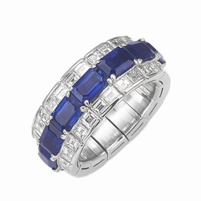Picchiotti Xpandable 18ct White Gold 5.10ct Diamond Sapphire Eternity Ring
