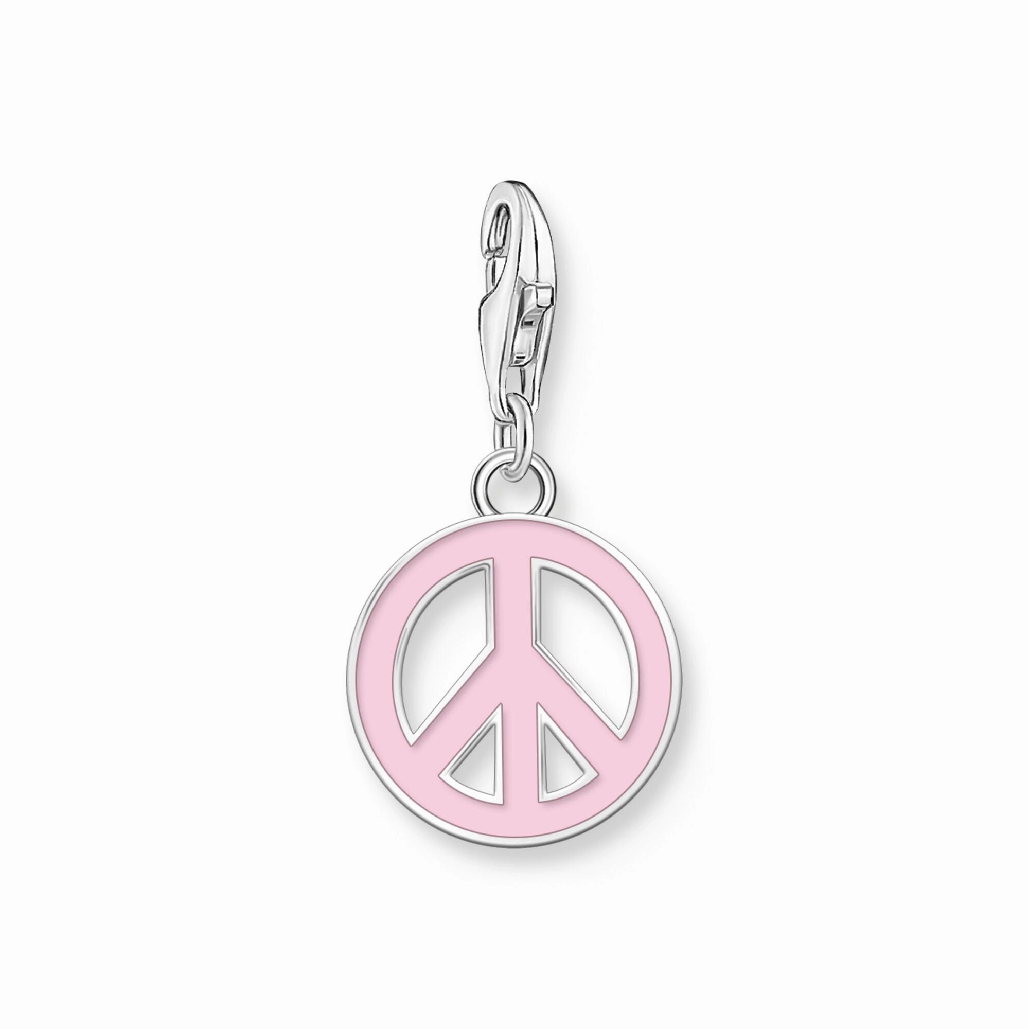 Pink Peace Sign Charm Pendant Silver