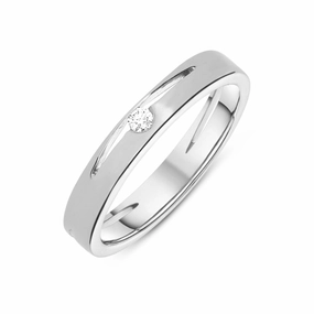 Platinum 0.04ct Diamond Curved Open Channel Wedding Ring