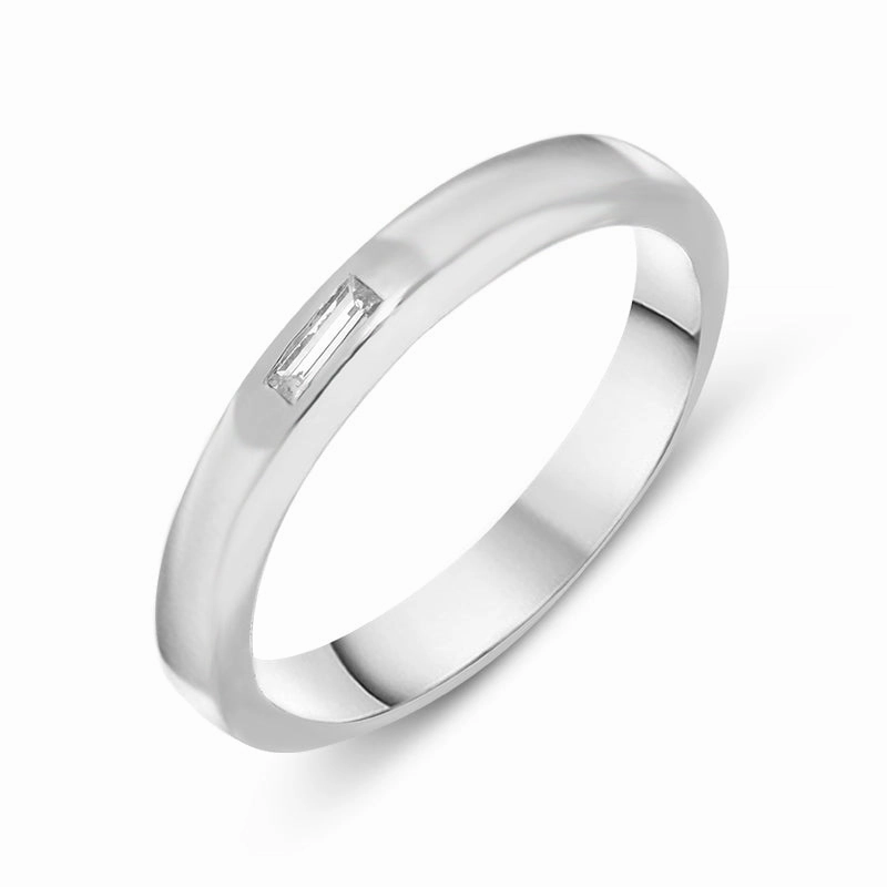 Platinum 0.05ct Diamond Baguette Cut Wedding Ring