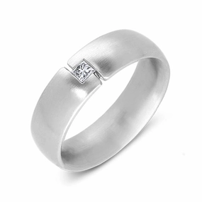 Platinum 0.09ct Diamond Princess Cut Jigsaw Wedding Ring