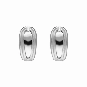 Platinum 0.10ct Diamond Satin Finish Earrings
