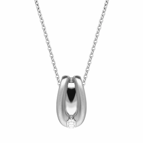 Platinum 0.10ct Diamond Satin Finish Necklace