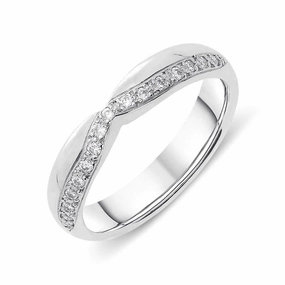 Platinum 0.12ct Diamond 4mm Shaped Wedding Ring
