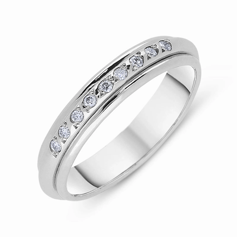 Platinum 0.12ct Diamond Beaded Wedding Ring