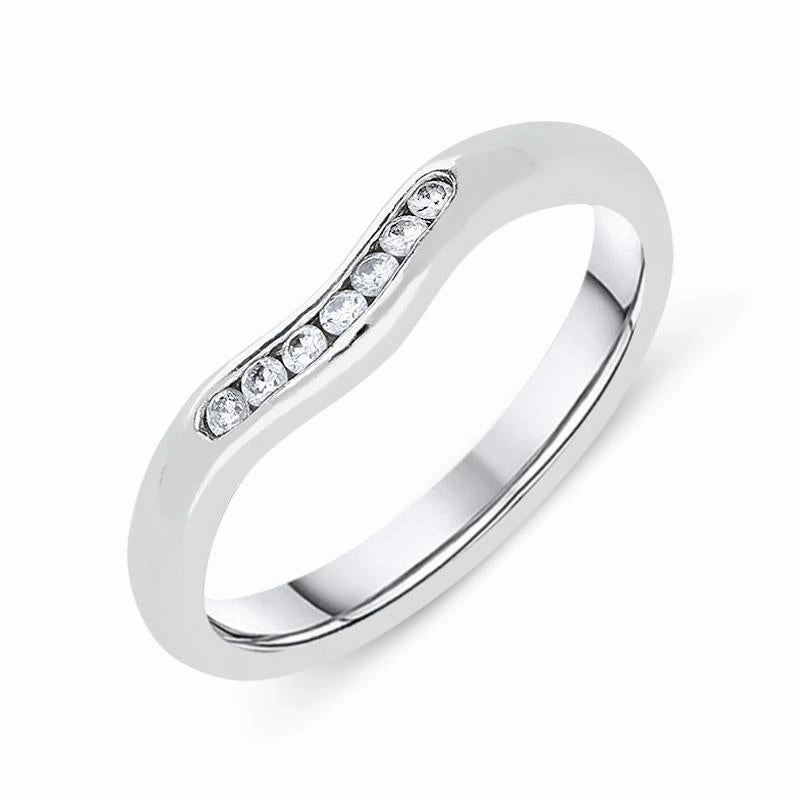 Platinum 0.12ct Diamond Curved Wedding Ring D