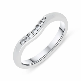 Platinum 0.12ct Diamond Curved Wedding Ring D