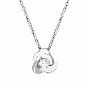 Platinum 0.12ct Diamond Modern Knot Necklace