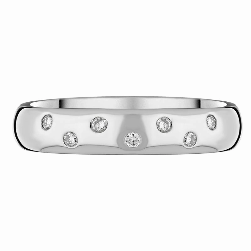 Platinum 0.13ct Diamond 4mm Court Shaped Wedding Ring