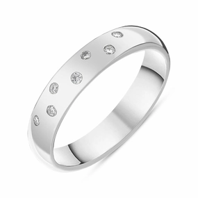 Platinum 0.13ct Diamond 4mm Court Shaped Wedding Ring