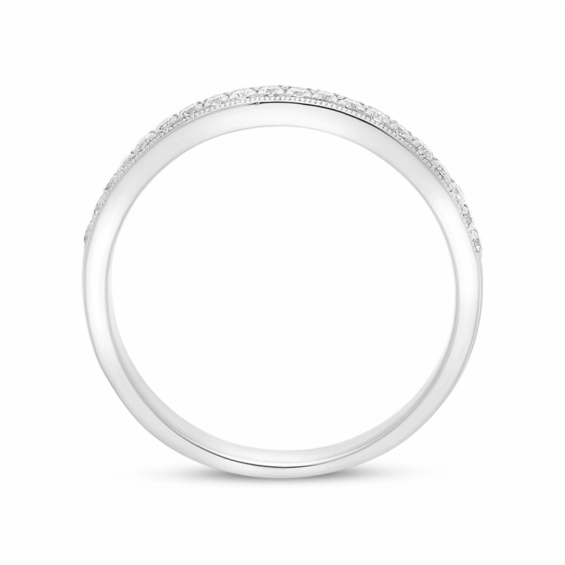 Platinum 0.13ct Diamond Millgrain Edge Half Eternity Ring