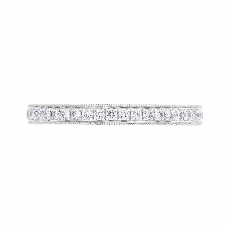 Platinum 0.13ct Diamond Millgrain Edge Half Eternity Ring