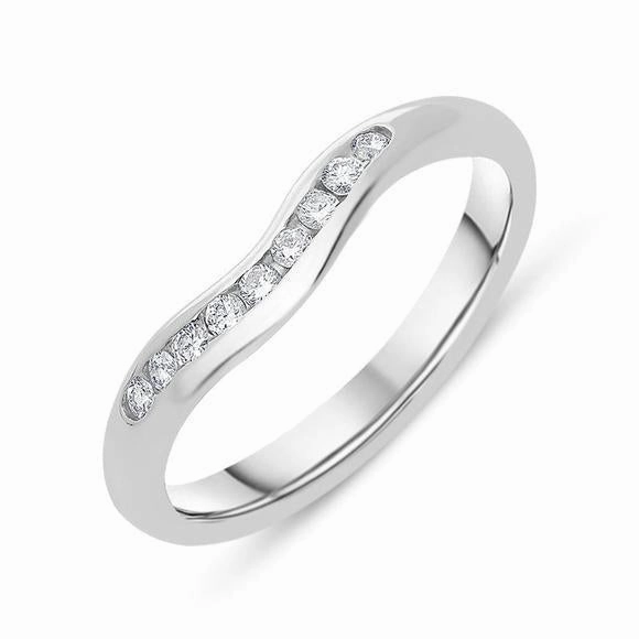 Platinum 0.16ct Diamond Wishbone Wedding Ring D