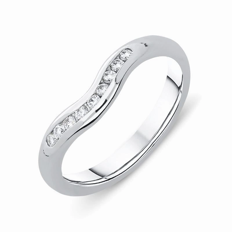 Platinum 0.16ct Diamond Wishbone Wedding Ring