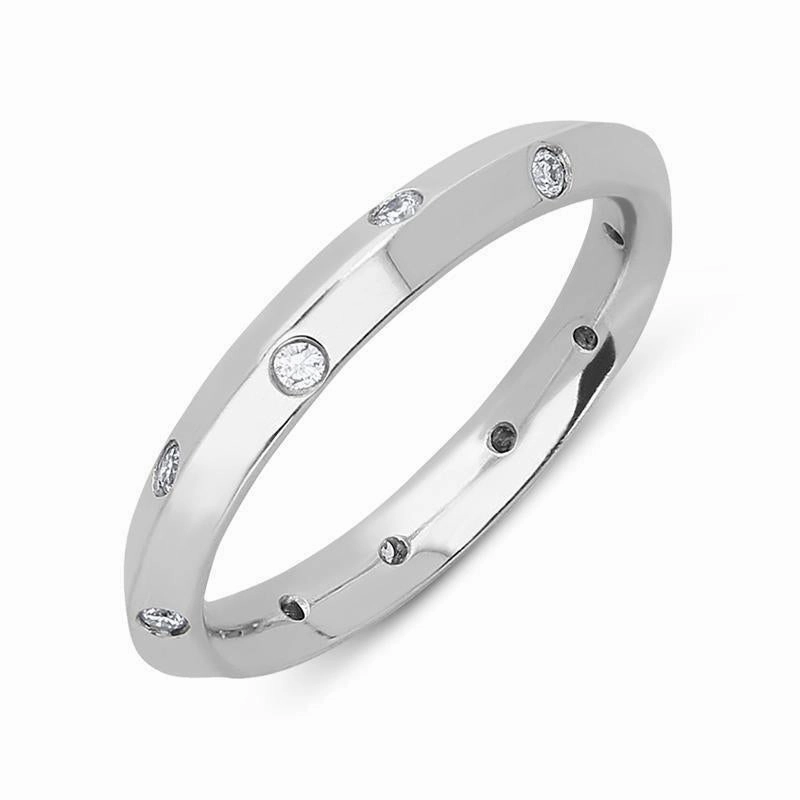 Platinum 0.18ct Diamond Set Wedding Ring D