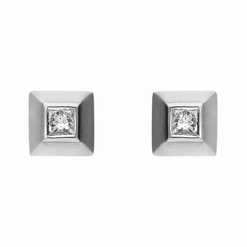 Platinum 0.20ct Diamond Princess Cut Solitaire Stud Earrings