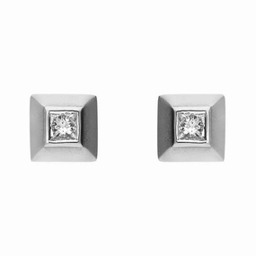 Platinum 0.20ct Diamond Princess Cut Solitaire Stud Earrings