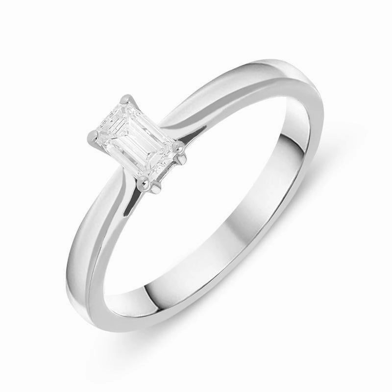 Platinum 0.28ct Diamond Emerald Cut Solitaire Ring