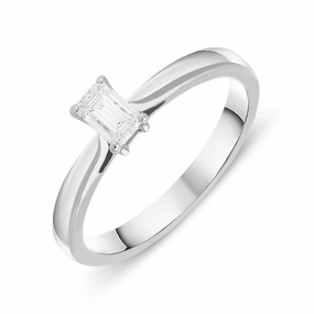 Platinum 0.28ct Diamond Emerald Cut Solitaire Ring