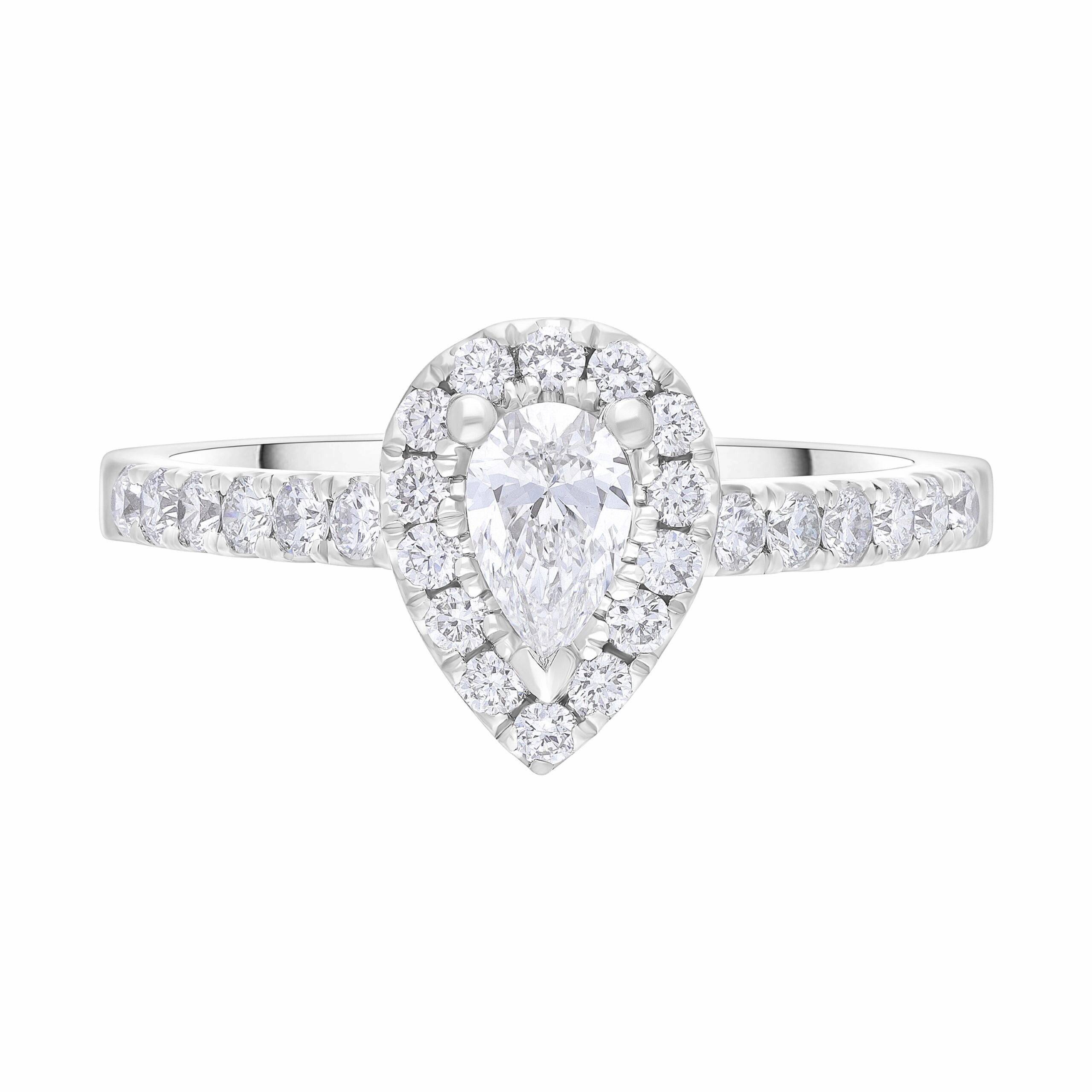 Platinum 0.30ct Diamond 0.45ct Diamond Pear Castle Set Claw Cluster Ring Size N GIA DSI1