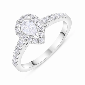 Platinum 0.30ct Diamond 0.45ct Diamond Pear Castle Set Claw Cluster Ring Size N GIA DSI1