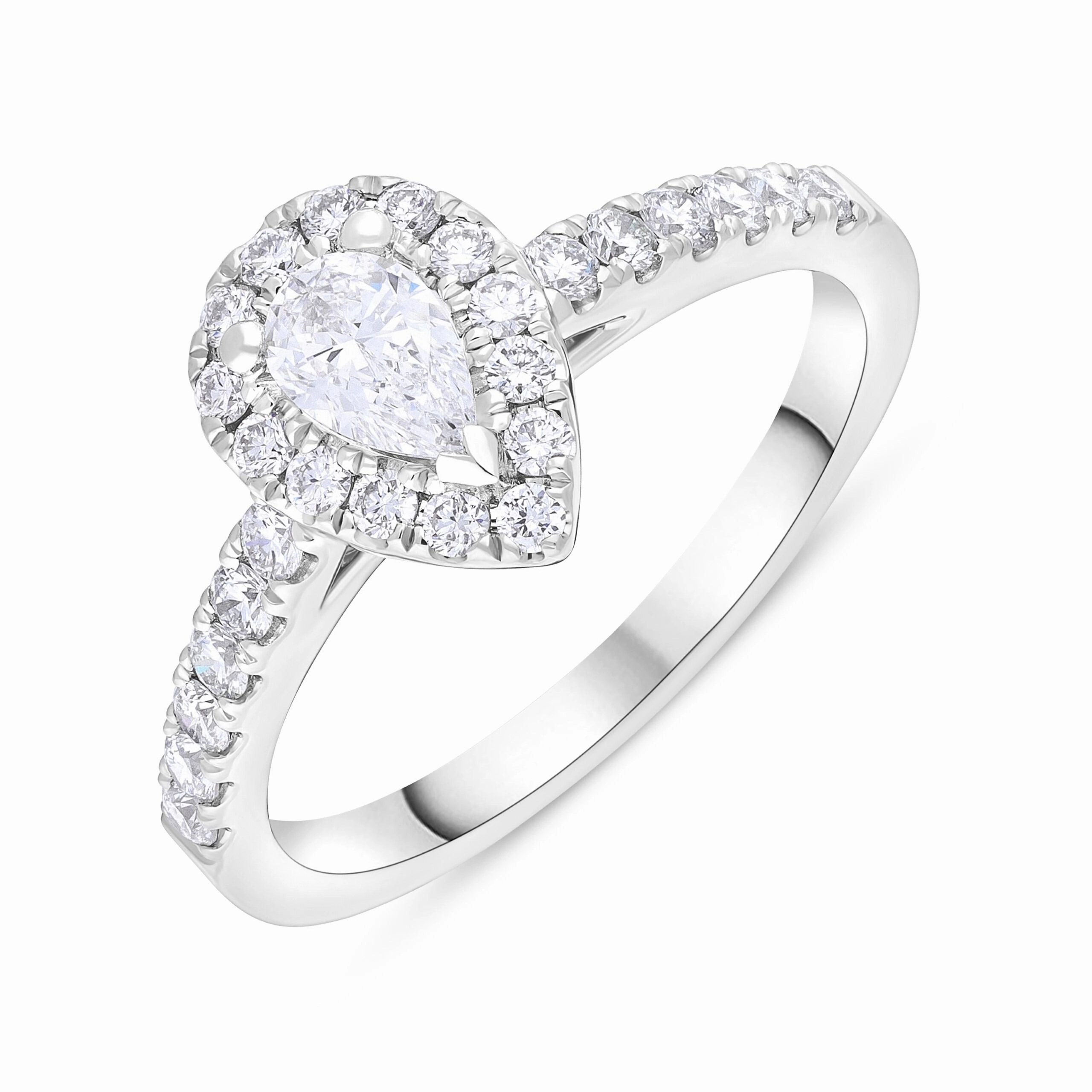 Platinum 0.30ct Diamond 0.45ct Diamond Pear Castle Set Claw Cluster Ring Size N GIA DSI1