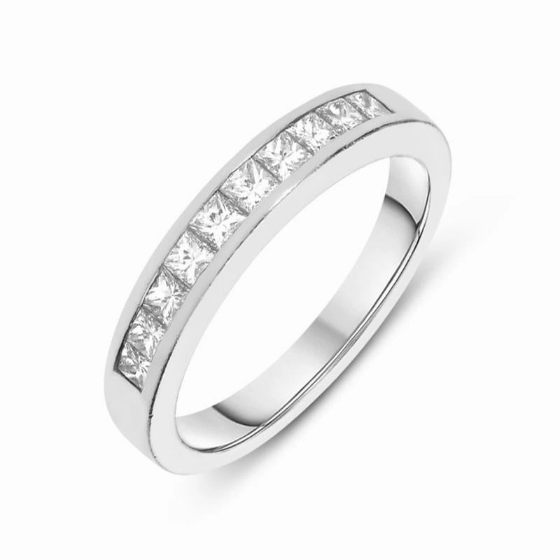 Platinum 0.30ct Diamond Channel Set Princess Cut Half Eternity Ring D