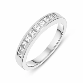 Platinum 0.30ct Diamond Channel Set Princess Cut Half Eternity Ring D