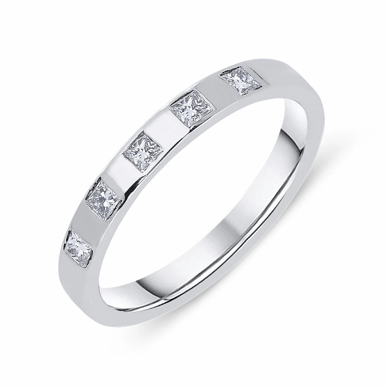 Platinum 0.30ct Diamond Five Stone Princess Cut Half Eternity Ring
