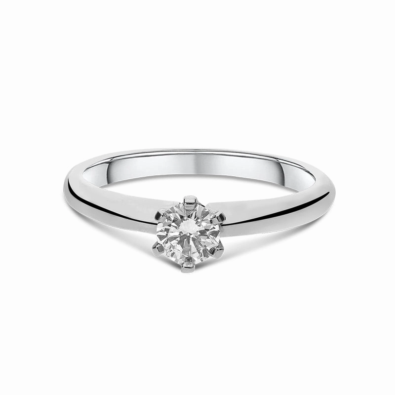 Platinum 0.30ct Diamond Round Brilliant Cut Six Claw Solitaire Ring