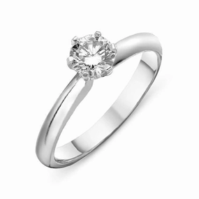 Platinum 0.32ct Diamond Brilliant Cut Six Claw Solitaire Ring.