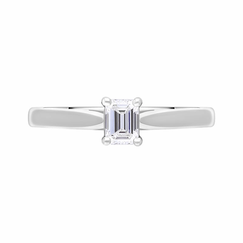 Platinum 0.32ct Diamond GIA Certified Emerald Cut Solitaire Ring
