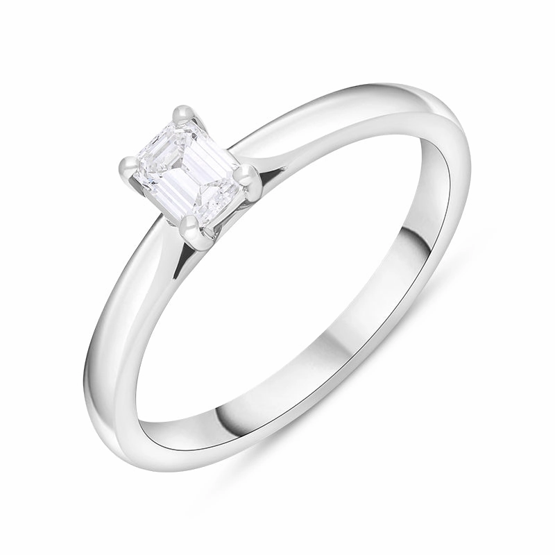 Platinum 0.32ct Diamond GIA Certified Emerald Cut Solitaire Ring