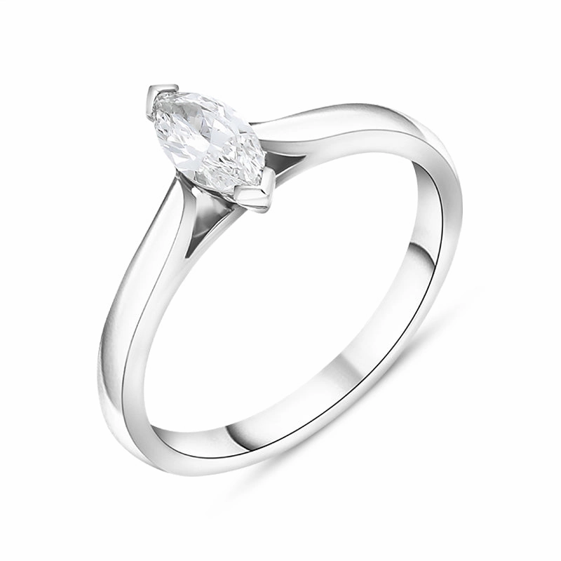 Platinum 0.33ct Diamond Marquise Cut Solitaire Ring