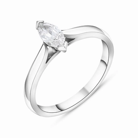 Platinum 0.33ct Diamond Marquise Cut Solitaire Ring