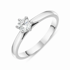 Platinum 0.33ct Diamond Round Brilliant Cut Six Claw Solitaire Ring