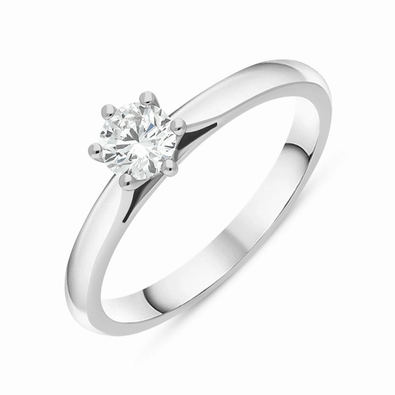 Platinum 0.33ct Diamond Round Brilliant Cut Six Claw Solitaire Ring