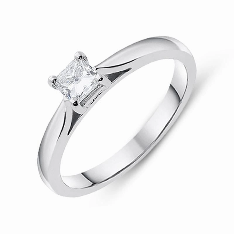 Platinum 0.34ct Diamond Princess Cut Solitaire Engagement Ring