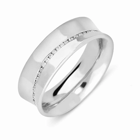 Platinum 0.35ct Diamond Concave Wedding Eternity Ring D