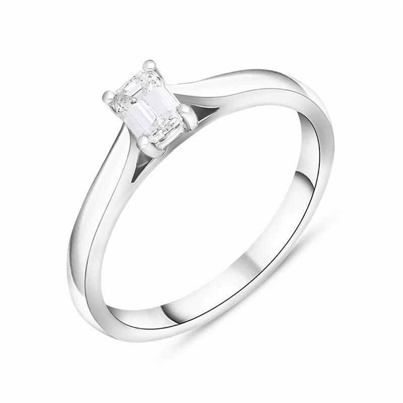 Platinum 0.36ct Diamond Emerald Cut Solitaire Ring
