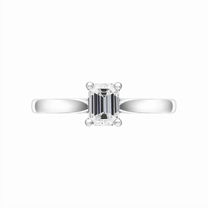 Platinum 0.36ct Diamond Emerald Cut Solitaire Ring