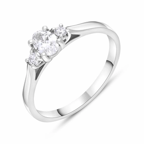 Platinum 0.37ct Diamond GIA Certified Oval Cut Three Stone Ring