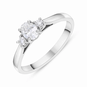 Platinum 0.37ct Diamond GIA Certified Oval Cut Three Stone Ring