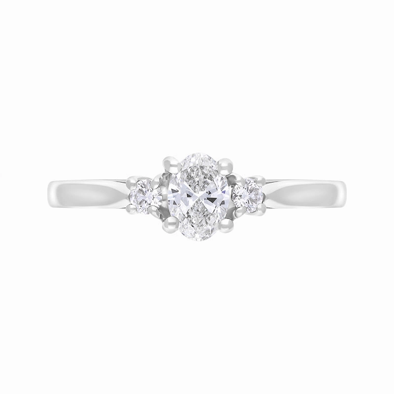 Platinum 0.37ct Diamond GIA Certified Oval Cut Three Stone Ring