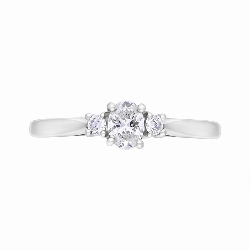 Platinum 0.37ct Diamond GIA Certified Oval Cut Three Stone Ring
