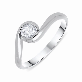 Platinum 0.37ct Diamond Solitaire Twist Ring