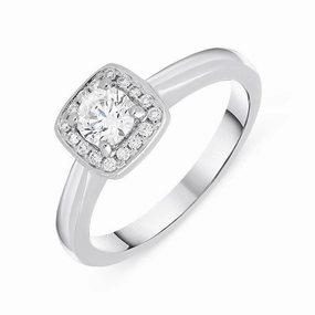 Platinum 0.38ct Diamond Brilliant Cut Cushion Halo Ring