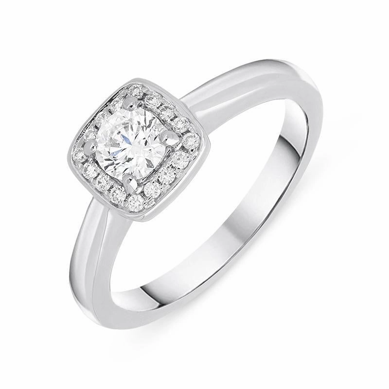 Platinum 0.38ct Diamond Brilliant Cut Cushion Halo Ring