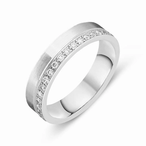 Platinum 0.38ct Diamond Satin Finish Wedding Ring