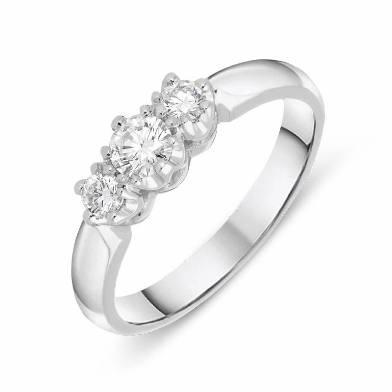 Platinum 0.39ct Diamond Brilliant Cut Trilogy Ring D